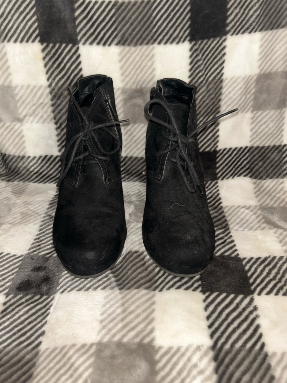 Universal Thread Black Lace-Up Suede Ankle Booties